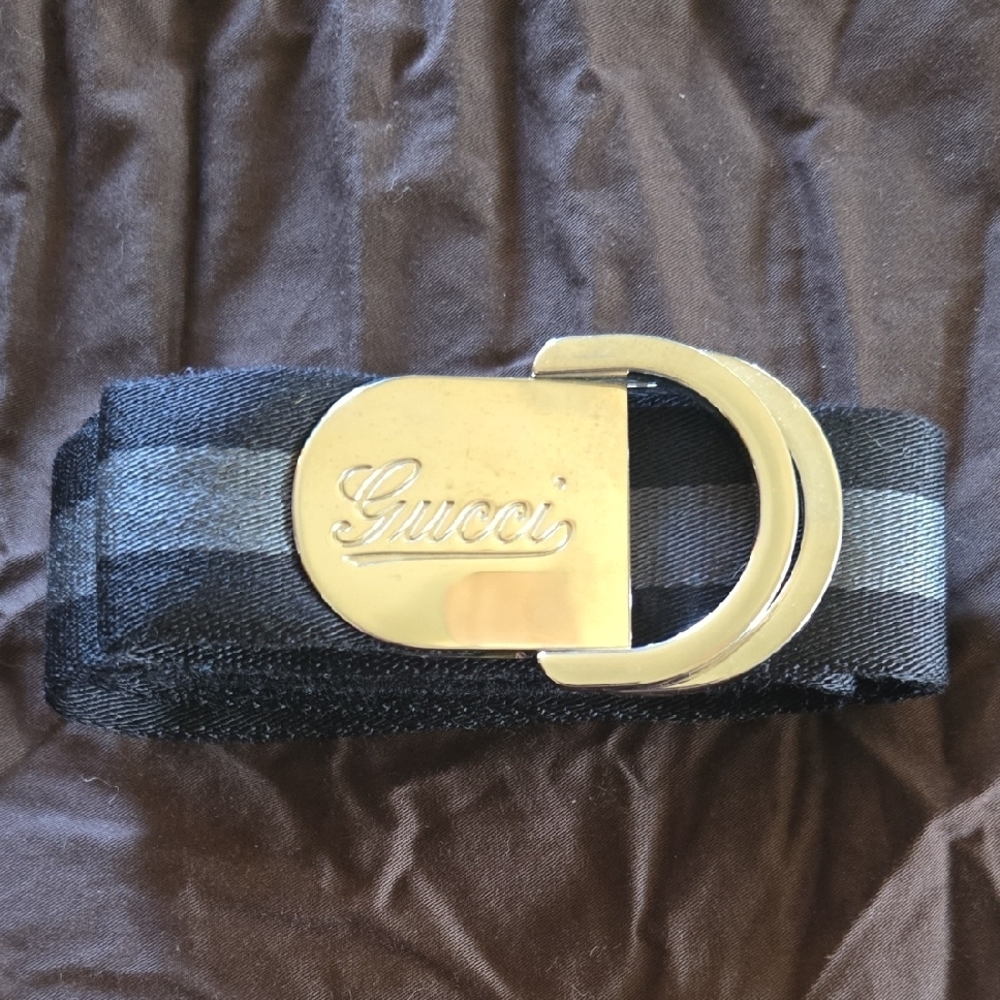 Gucci Black & grey Belt with cbrome Clasp - Picture 12 of 13